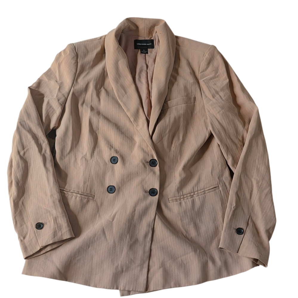 Something Navy Peachy Beige Double Breasted Blazer Size M